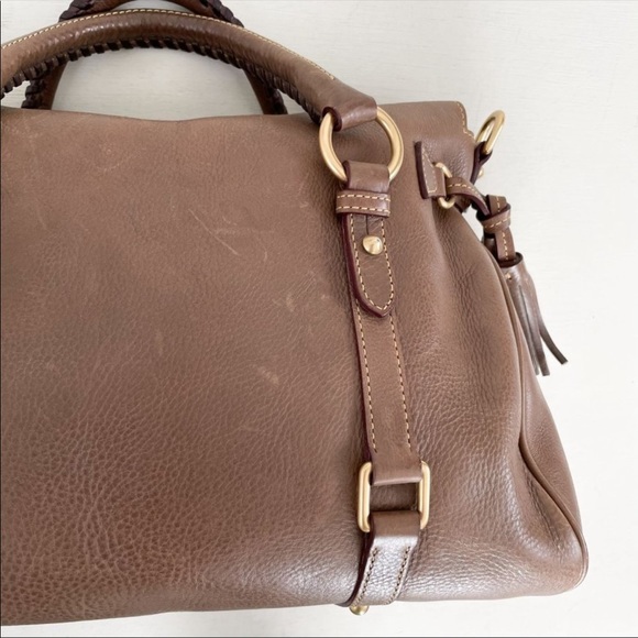 Dooney & Bourke Brown Florentine Large Satchel Slouchy Zip Top Handbag Purse - Picture 7 of 7
